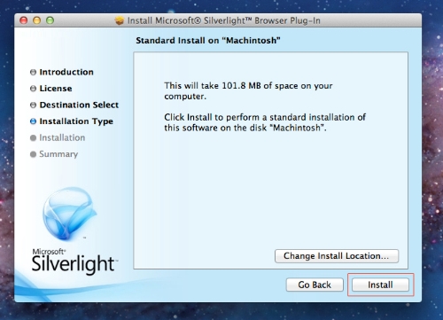 installing microsoft silverlight on mac