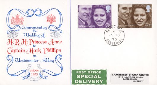 Royal Wedding 1973 Cover Title Wedding Motifs First Day Cover Stamp Type
