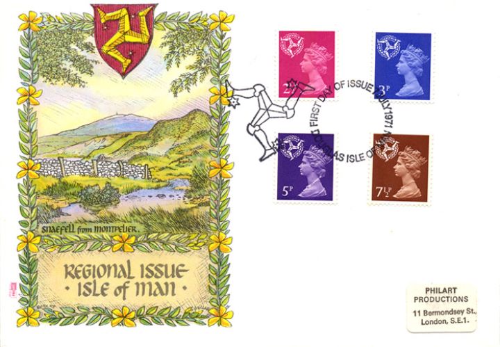 Isle of Man 2 1/2p, 3p, 5p, 7 1/2p, Snaefell from Montpelier Isle of Man 2 1/2p, 3p, 5p, 7 1/2p, Snaefell from Montpelier