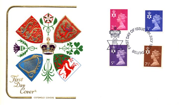 Northern Ireland 2 1/2p, 3p, 5p, 7 1/2p, Regional Coats of Arms & Emblems Northern Ireland 2 1/2p, 3p, 5p, 7 1/2p, Regional Coats of Arms & Emblems