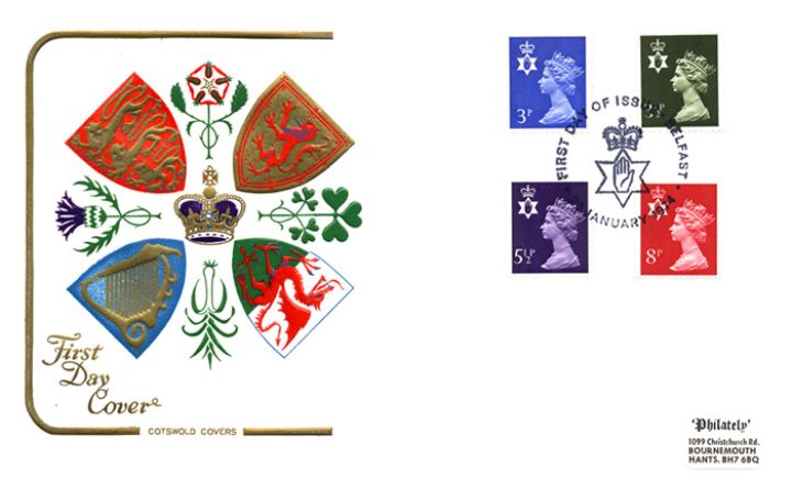 Northern Ireland 3 1/2p, 5 1/2p, 8p, Regional Coats of Arms & Emblems Northern Ireland 3 1/2p, 5 1/2p, 8p, Regional Coats of Arms & Emblems