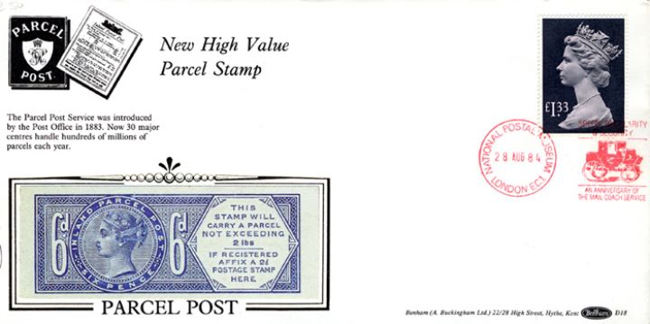 Machins: Parcel Post: £1.33, Victorian Parcel Post Stamp Machins: Parcel Post: £1.33, Victorian Parcel Post Stamp