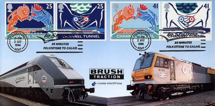 Channel Tunnel, Brush Traction slogan pmk Channel Tunnel, Brush Traction slogan pmk