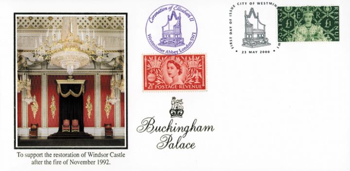 Queen's Stamps: £1 Coronation, 1953 Coronation Throne Room Queen's Stamps: £1 Coronation, 1953 Coronation Throne Room
