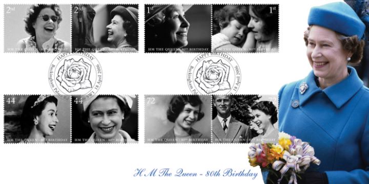 Queen's 80th Birthday, With bouquet of flowers Queen's 80th Birthday, With bouquet of flowers