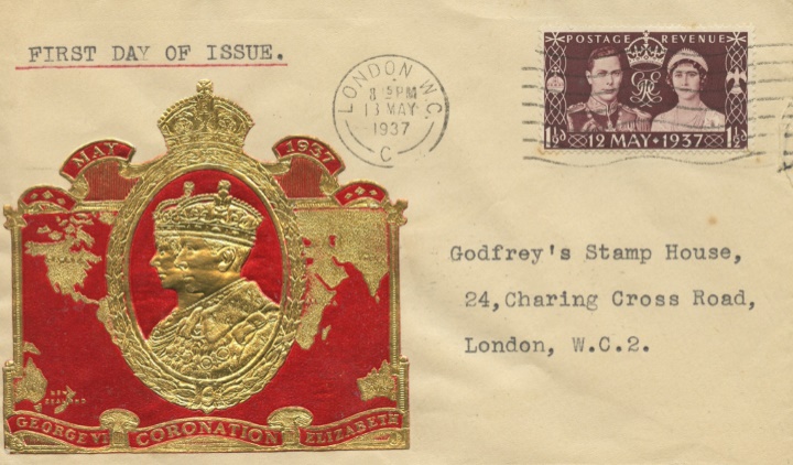 King George VI Coronation, Gold foiled image of King & Queen King George VI Coronation, Gold foiled image of King & Queen
