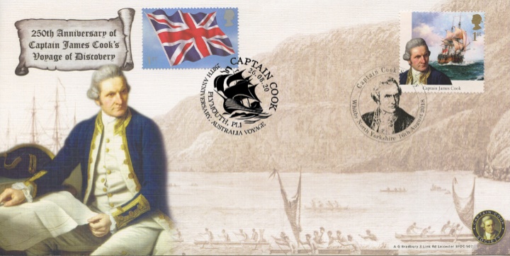 Captain Cook, Double dated cover Captain Cook, Double dated cover