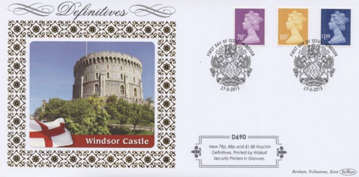 Machins (EP): 78p, 88p, 1st & 1st Large Signed For, £1.88, Windsor Castle Machins (EP): 78p, 88p, 1st & 1st Large Signed For, £1.88, Windsor Castle