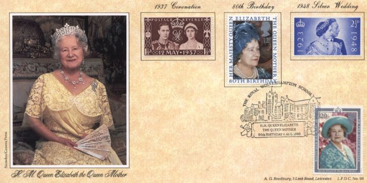 Queen Mother 90th Birthday, Queen Mother on British stamps Queen Mother 90th Birthday, Queen Mother on British stamps