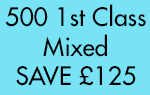 Mixed Lot - SAVE OVER £125
500 1st Class stamps and labels Mixed Lot - SAVE OVER £125
500 1st Class stamps and labels