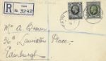 KGV: Photogravure: 4d & 9d
Plain registered envelope