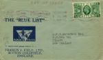 King George V Silver Jubilee
The 'Blue List' - Flown Covers