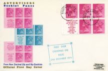 24.12.1971
Stitched: New Design: 50p Flowers 5 (Violet)
Christmas Eve Booklet 2(b)