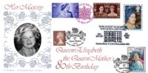 04.08.1980
Queen Mother 80th Birthday
Double dated on 95th Birthday
Bradbury, LFDC No.3