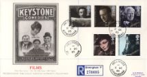 08.10.1985
British Film Year
Keystone Comedies Hollywood
Pres. Philatelic Services, Sotheby Silk No.16