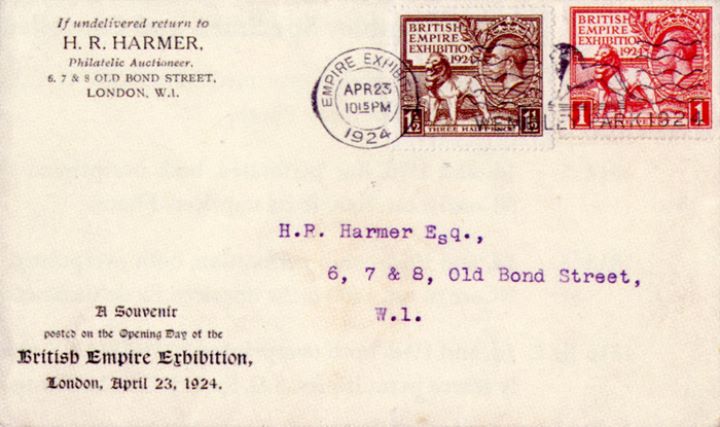 Wembley Exhibition 1924, Harmer Display Cover