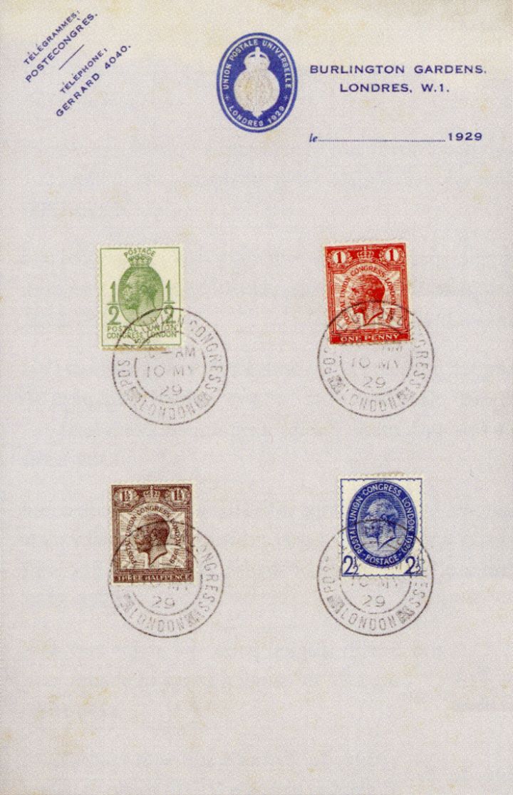 Postal Union Congress, Official Stationery - four low values