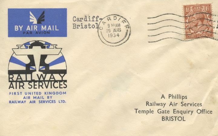 Cardiff - Bristol First UK Airmail, Railway Air Services