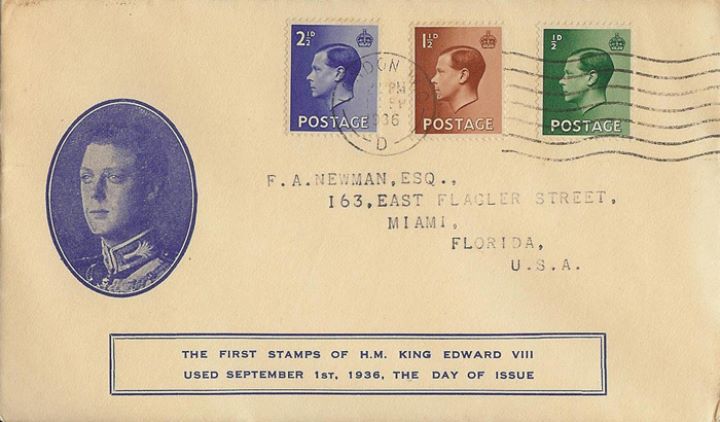 KEVIII: 1/2d, 1 1/2d, 2 1/2d, King Edward VIII