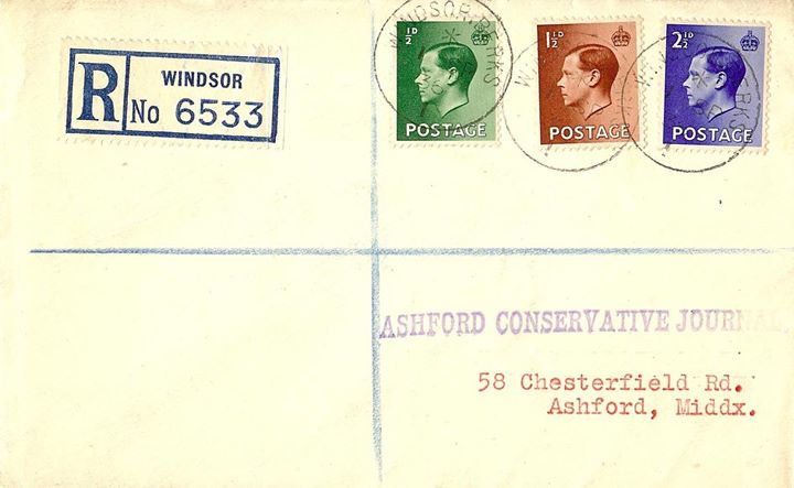 KEVIII: 1/2d, 1 1/2d, 2 1/2d, Windsor postmark