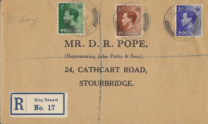 KEVIII: 1/2d, 1 1/2d, 2 1/2d, King Edward Postmark