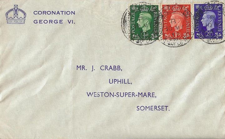 KGVI: 1/2d, 1d, 2 1/2d, Coronation Cover