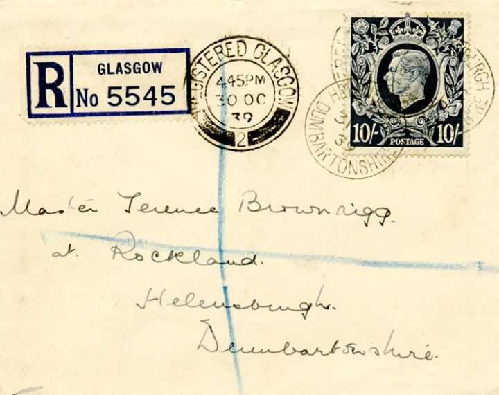 KGVI: 10s Dark Blue, Plain Cover