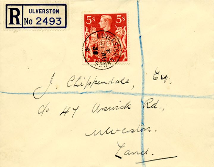 KGVI: 5s Red, Plain Cover