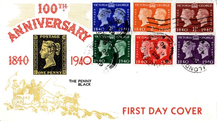 Postage Stamp Centenary, Penny Black & Mailcoach