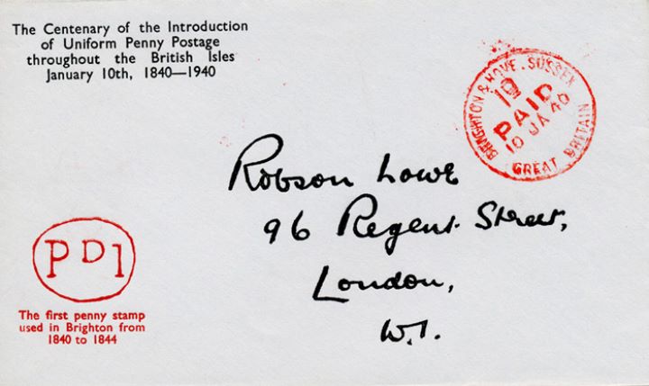 Uniform Penny Postage, Centenary Cover