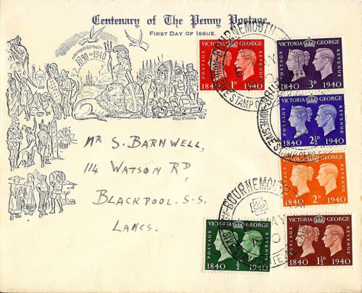 Postage Stamp Centenary, Mulready Envelope Design