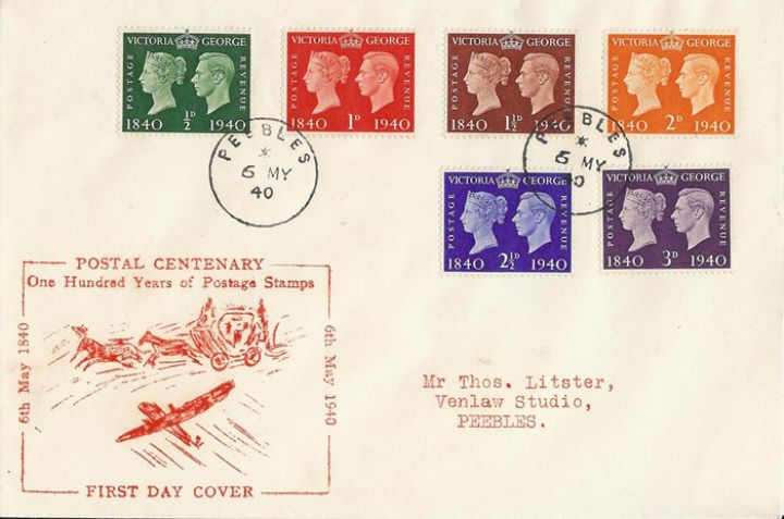 Postage Stamp Centenary, Mailcoach and Aeroplane