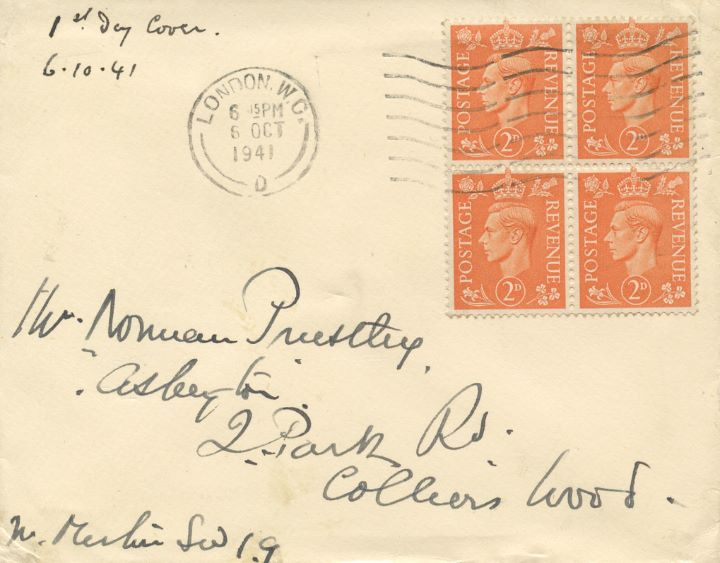 KGVI: 2d Pale Orange, Plain Cover