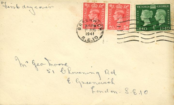 KGVI: 1d Pale Scarlet, Plain Cover