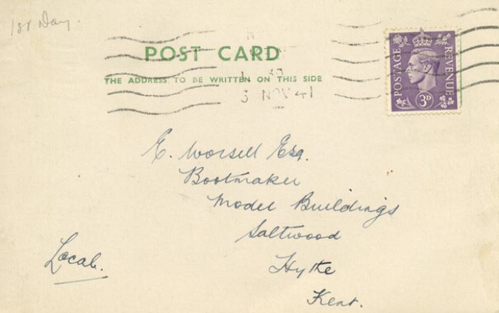 KGVI: 3d Pale Violet, Post Card