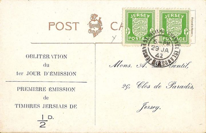 Jersey 1/2d (Arms), Post Card