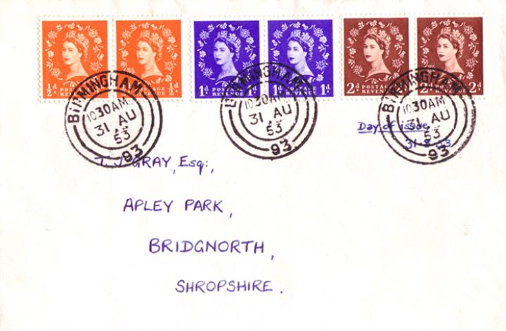 Wildings: 1/2d, 1d, 2d, Plain covers with cds postmarks