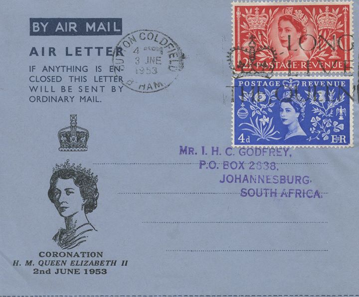 Elizabeth II Coronation, Overprinted Air Letter