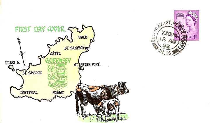 Guernsey 3d Lilac, Cattle and map