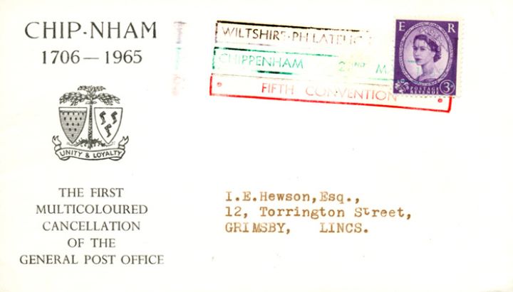 Chip-nham Coat of Arms, First Multi-Coloured GPO cancellation