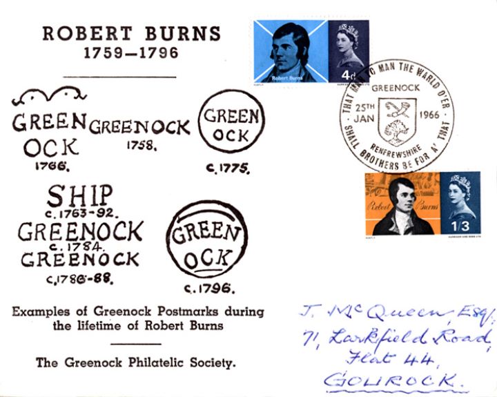 Robert Burns, Greenock Philatelic Society