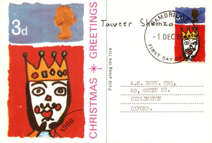 Christmas 1966, Maxi Card signed by stamp designer