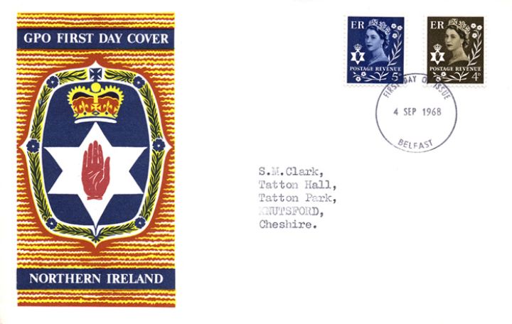 Northern Ireland 4d Brown & 5d Blue, Hand of Ulster