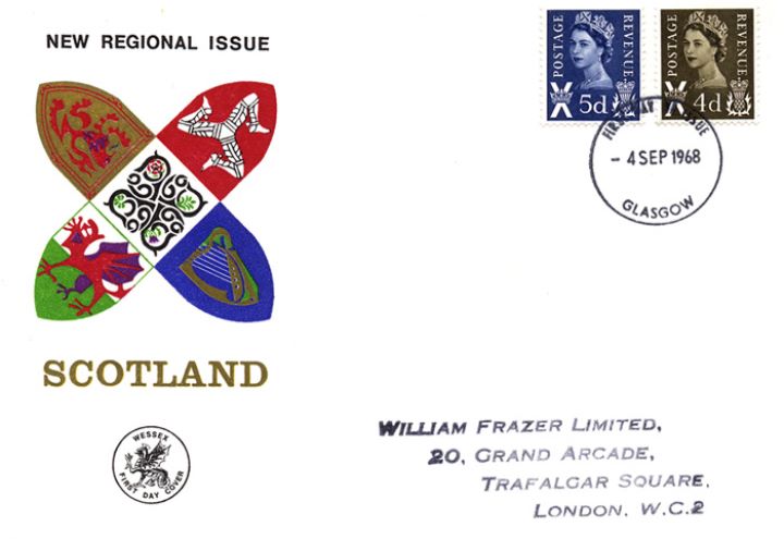 Scotland 4d Brown & 5d Blue, Coats of Arms