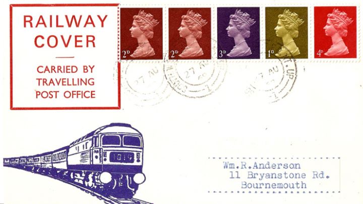 Machins: 1s Se-tenant Stamp Coil, Railway Cover