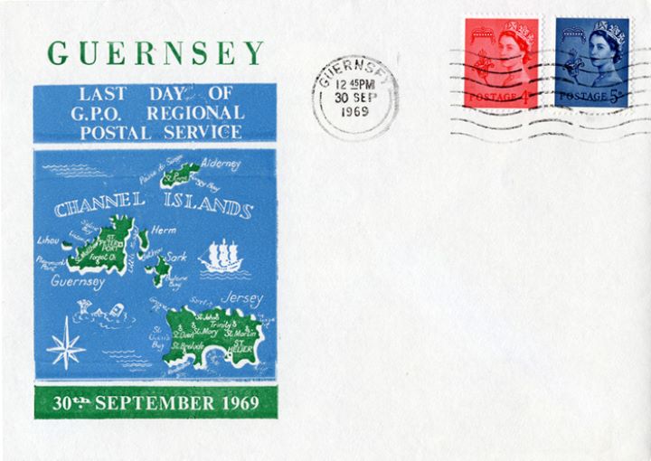 Guernsey 4d Red, Last Day of GPO Postal Service