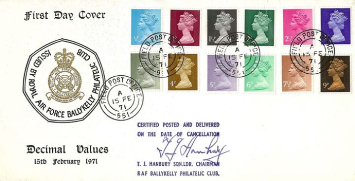 Machins: Decimal Values, RAF Ballykelly Philatelic Club