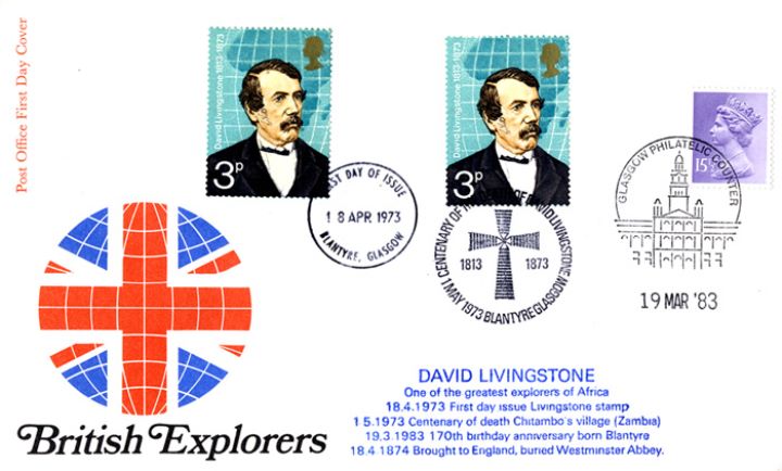 British Explorers, Triple Dated Cover - Livingstone Overprinted Cover