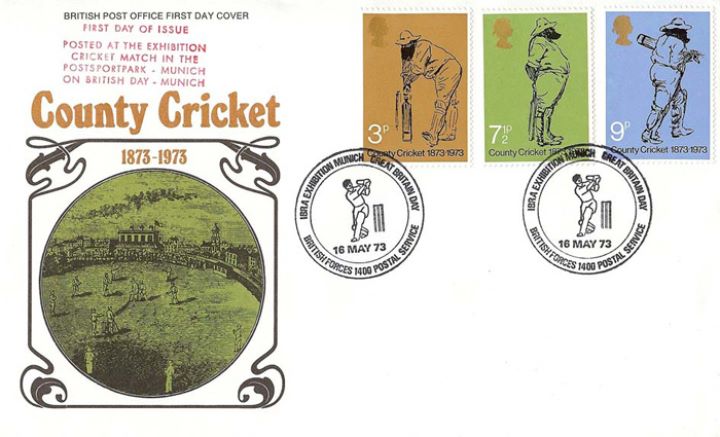 County Cricket Centenary, Posted at Munich cachet