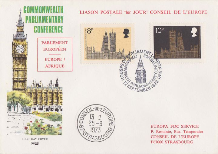 Parliament 1973, Double postmarked in Strasbourg